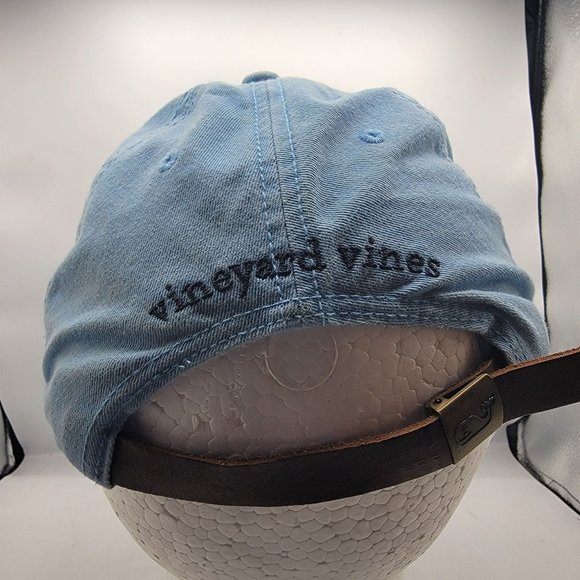 Vineyard Vines Hat Blue Logo Whale Adjustable Baseball Adults Cap Distressed - Picture 3 of 9